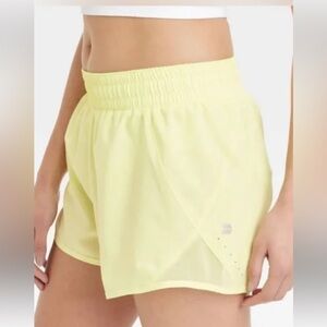 All in Motion Running Shorts 100% Recycled Polyester XS Yellow Drawstring Pocket